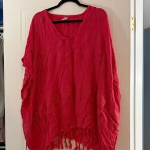 Sky Coral Pink Metallic Knit Top